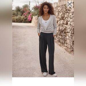 Nwt Garnet Hill Wide-Leg Knit Trousers Size L